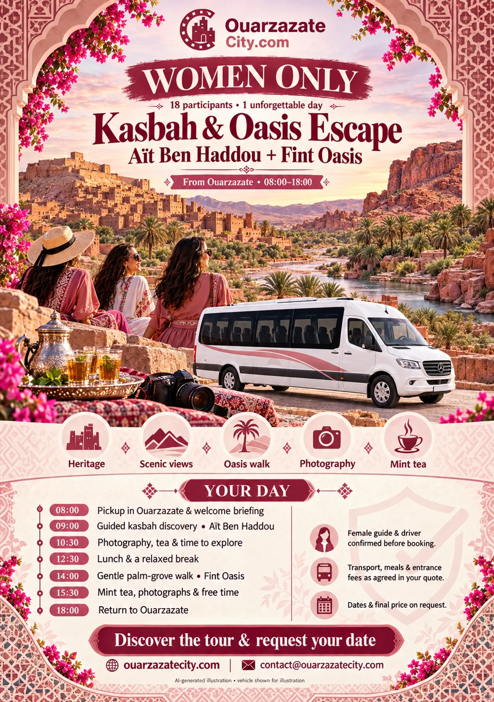Women-only kasbah and oasis tour flyer